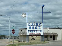 USA - Clinton OK - Dairy Best Drive In Sign (19 Apr 2009)